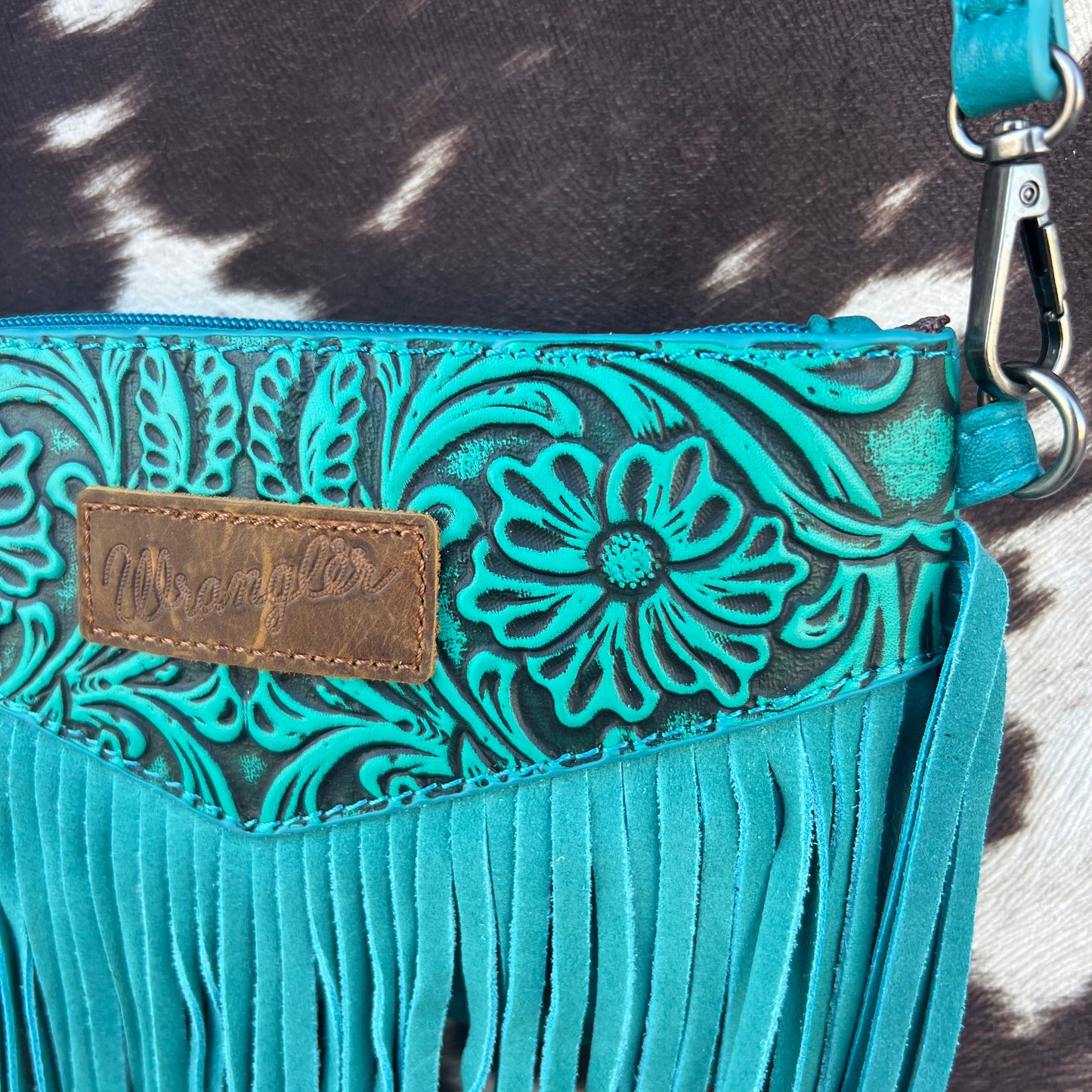 Wrangler Tooled Leather Wristlet Crossbody SMALL