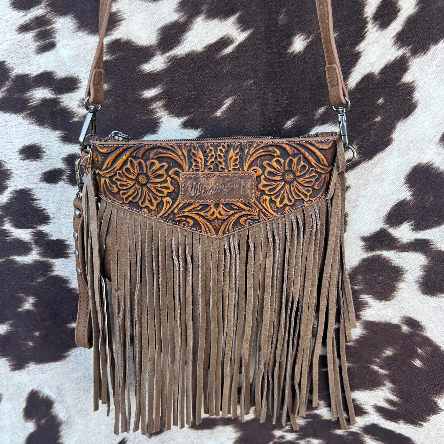 Wrangler Tooled Leather Wristlet Crossbody SMALL