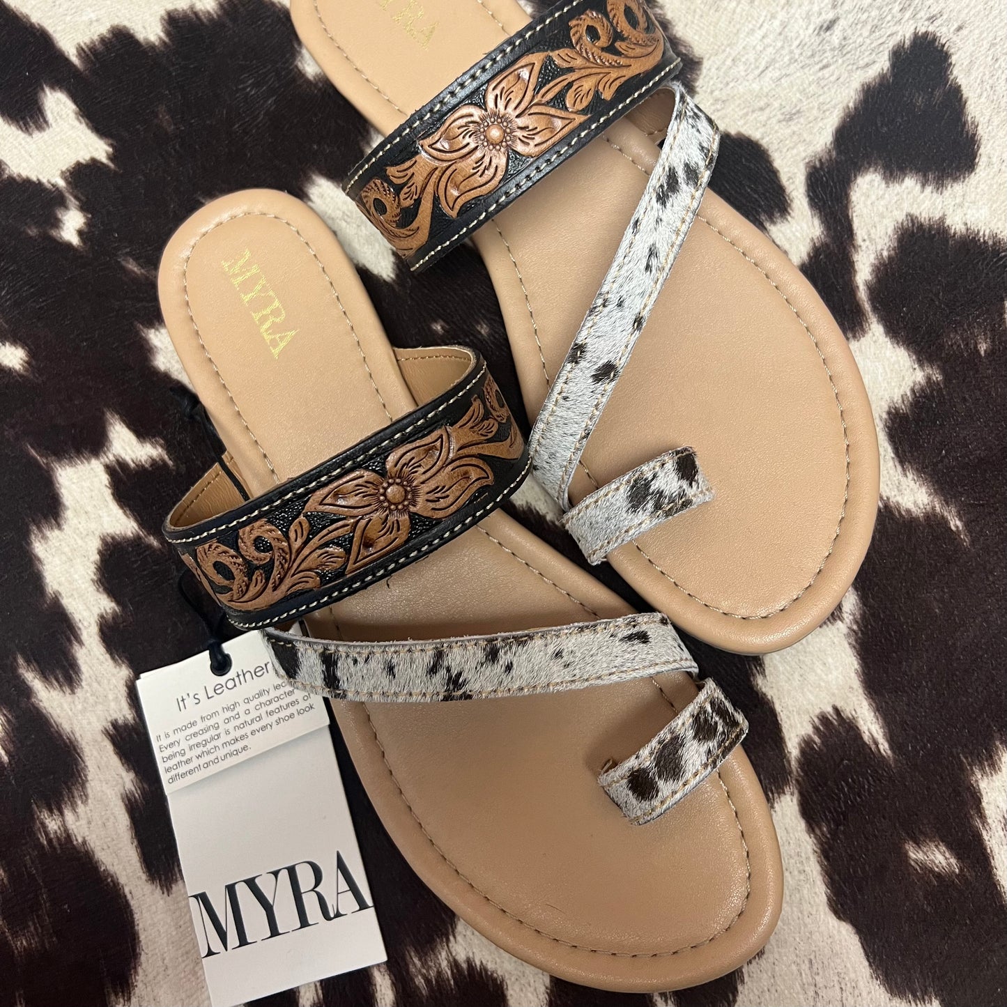 Callie’s Leather & Cowhide Sandals