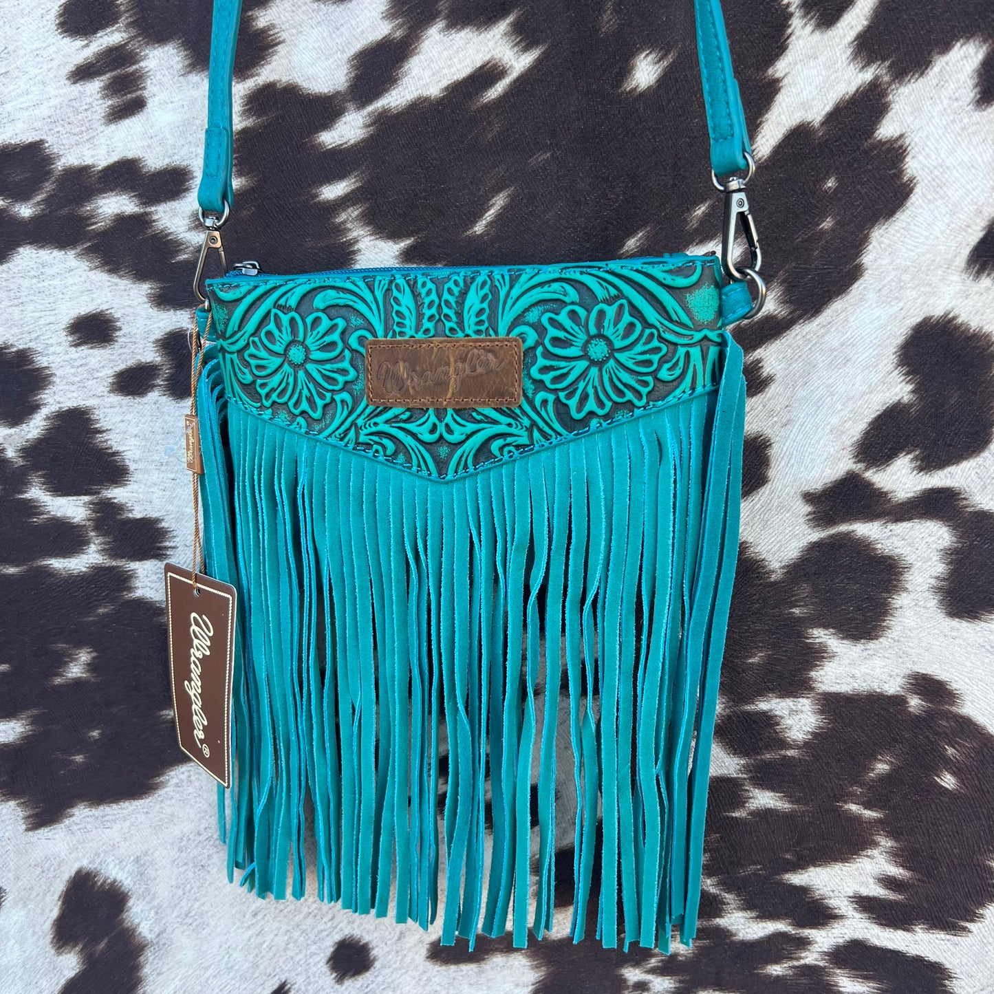 Wrangler Tooled Leather Wristlet Crossbody SMALL