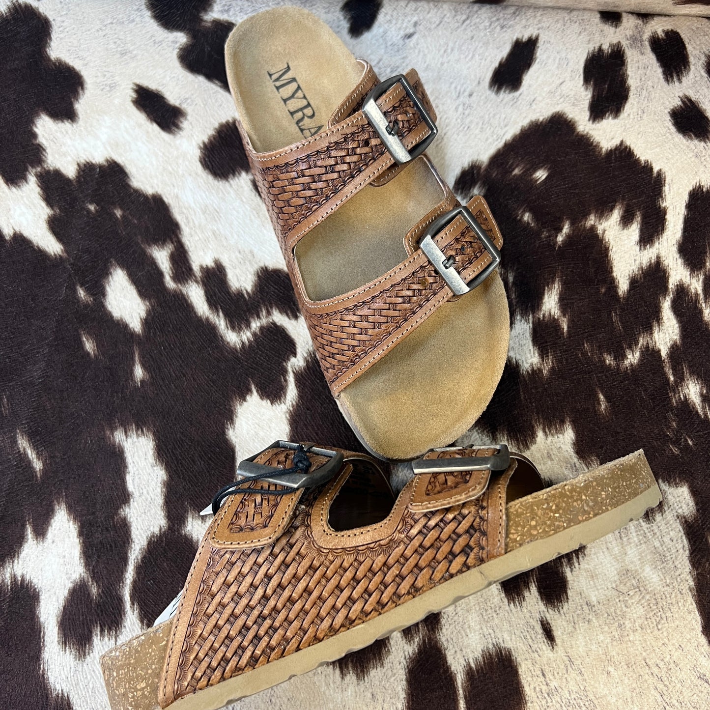 Savannah’s Tooled Double Strap Sandals