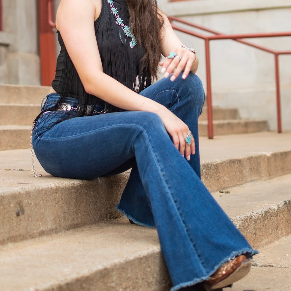 Black Fringe Halter Top