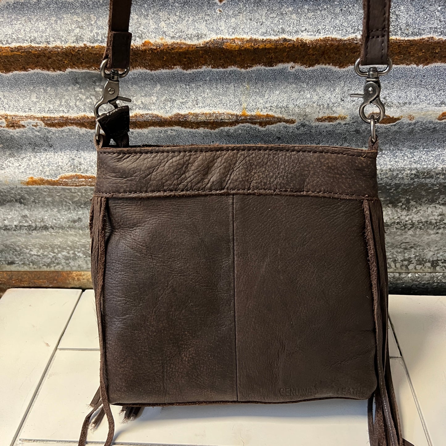 Sarah’s Cowhide & Leather Crossbody Purse