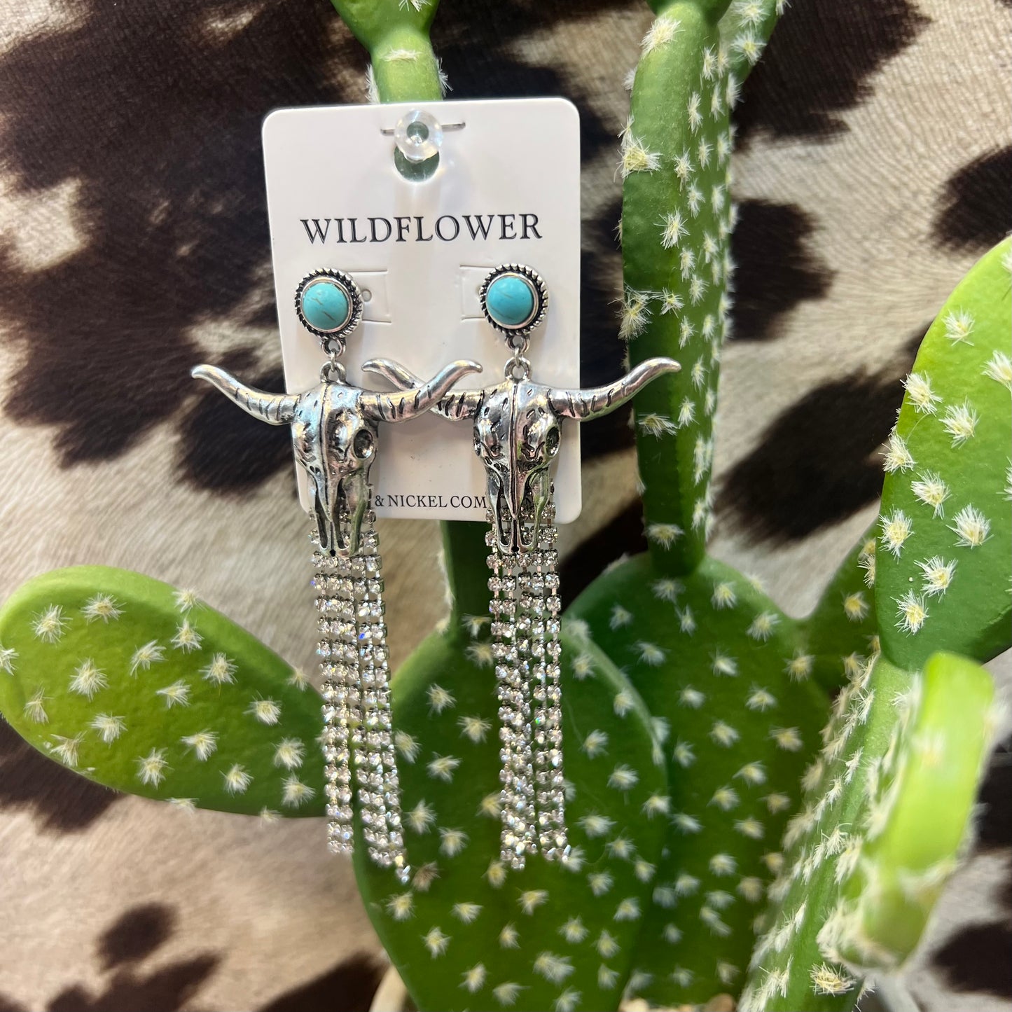 Bullhead Rhinestone Earrings