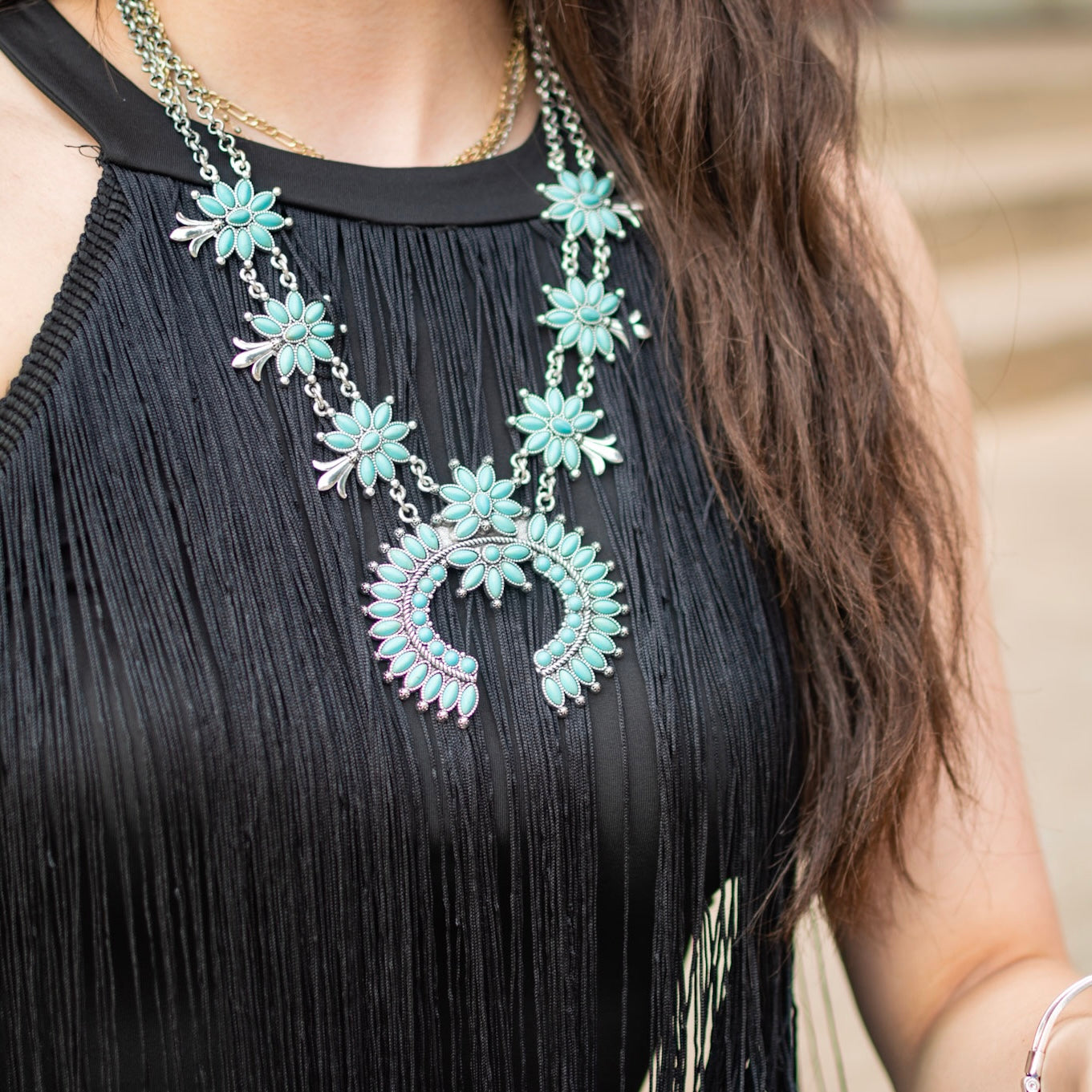 Squash Blossom Turquoise Necklace Set