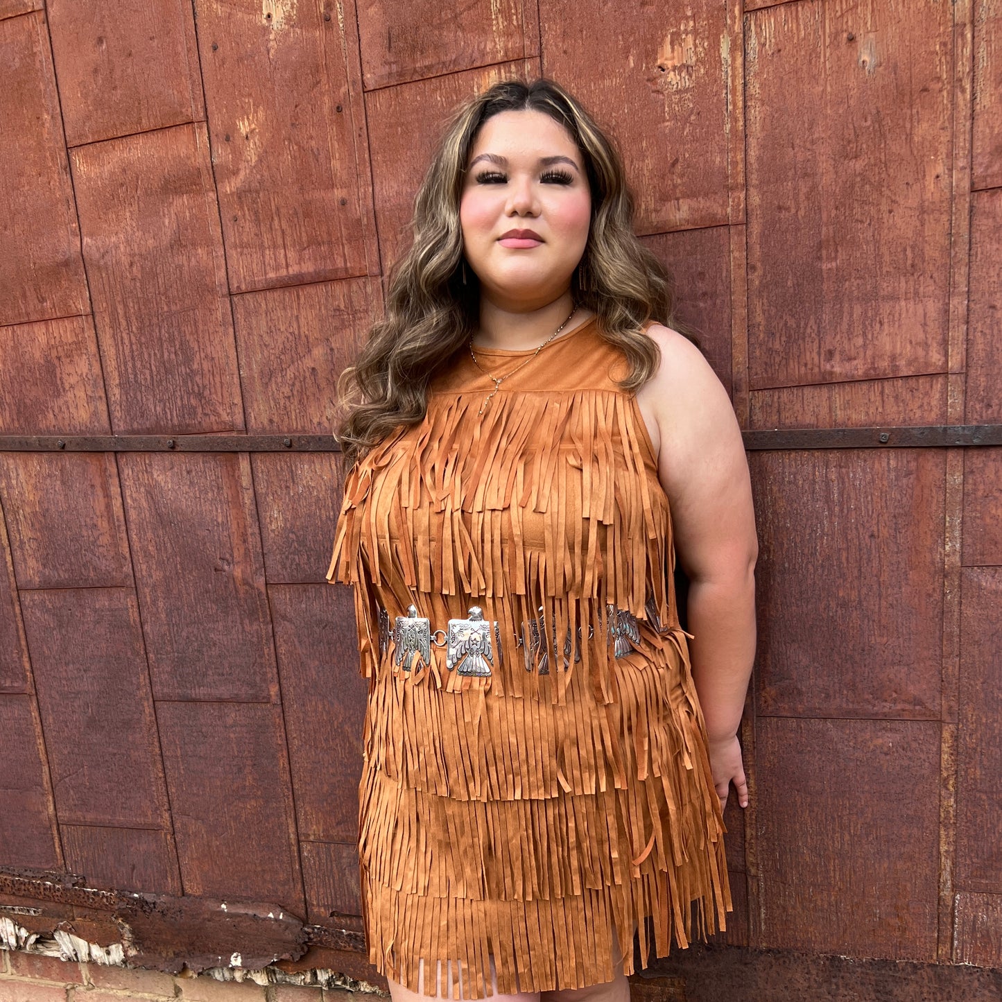 Alessandra’s Brown Fringe Dress