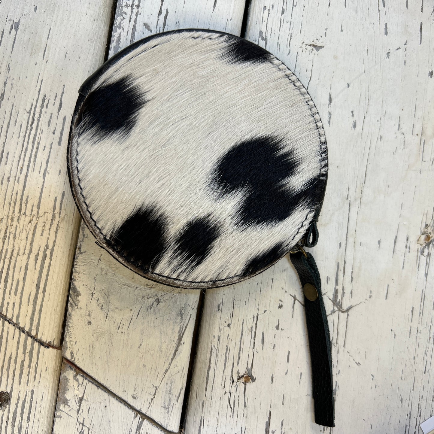 Round Cowhide Coin Purse