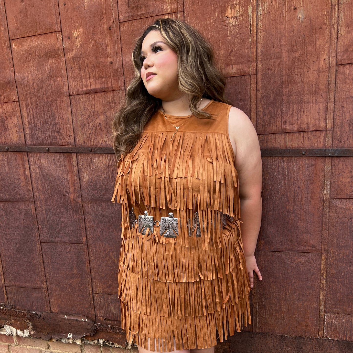 Alessandra’s Brown Fringe Dress