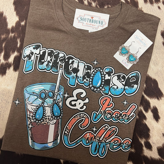 Turquoise & Coffee Graphic Tee