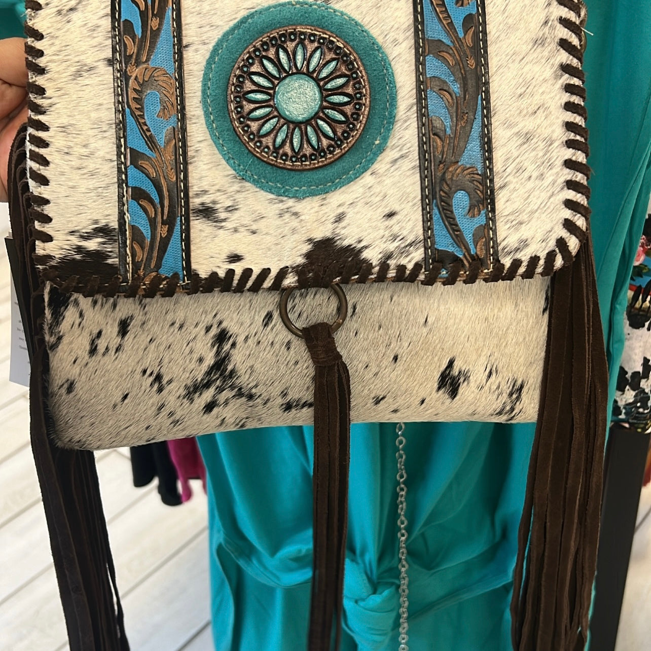 Kimberly’s Cowhide & Fringe Purse