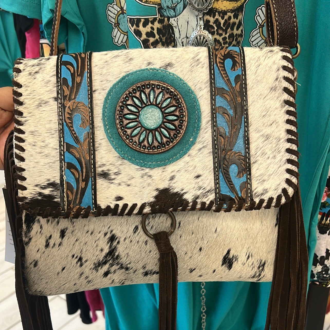 Kimberly’s Cowhide & Fringe Purse