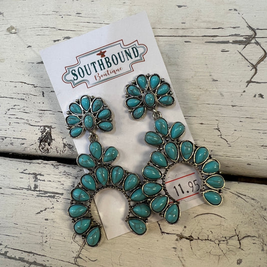 Squash Blossom Turquoise Earrings