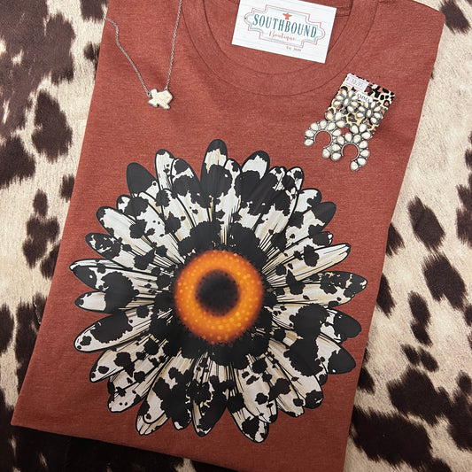 Cowprint Daisy Graphic Tee