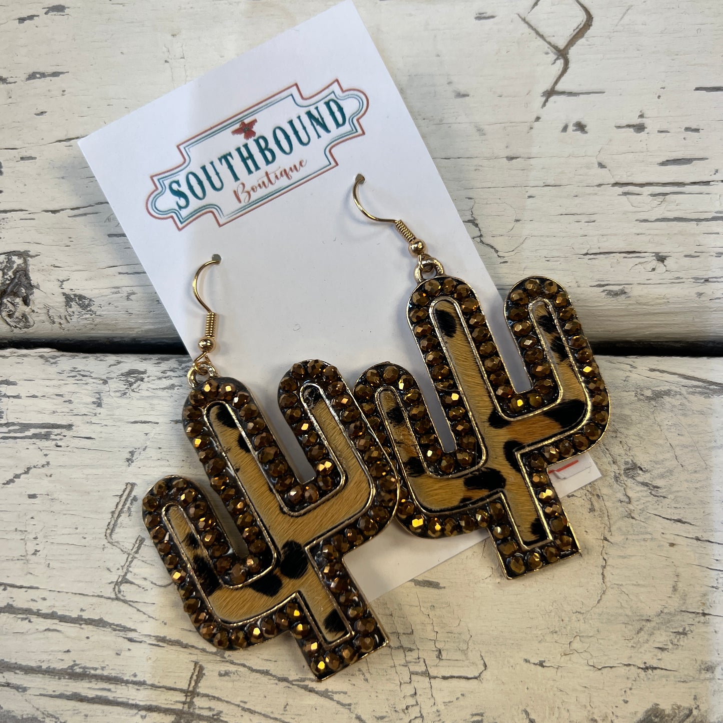 Brown Leopard Cactus Earrings