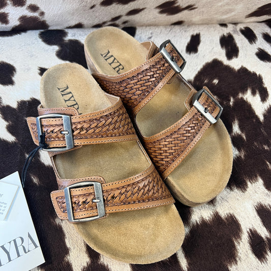 Savannah’s Tooled Double Strap Sandals