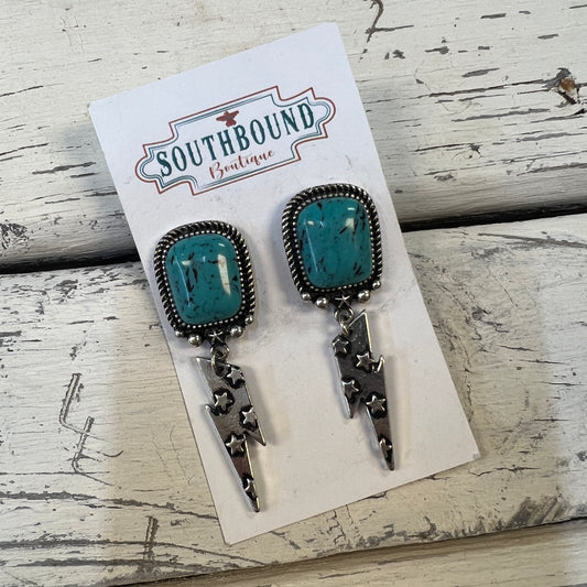 Lightning Bolt Turquoise Earrings