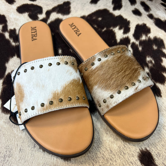 Brandy’s Cowhide Slide Sandals