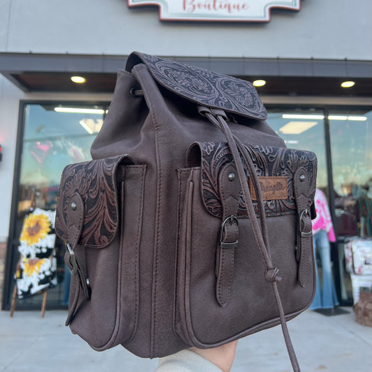 Tooled Leather Wrangler Backpack