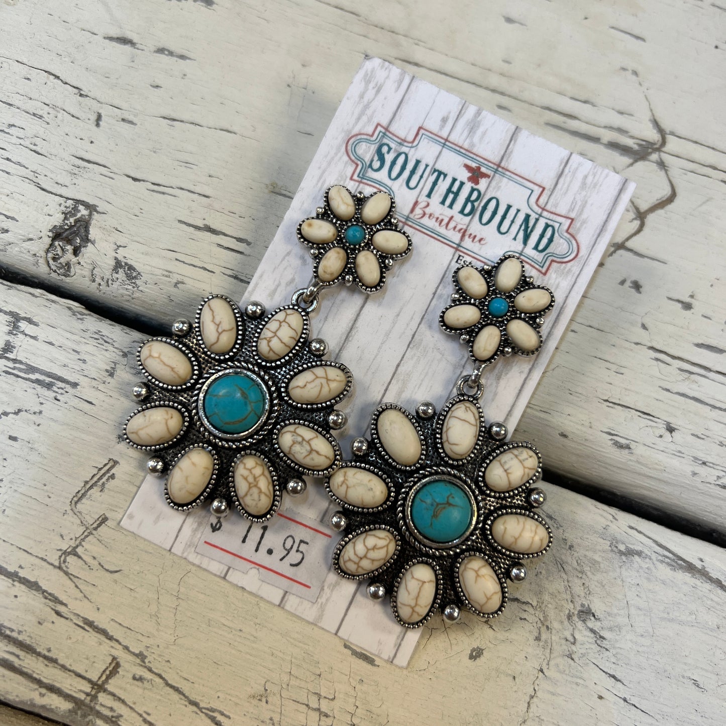 Flower Shaped Turquoise Earrings