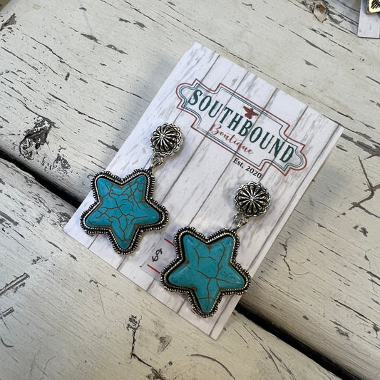 Star Shaped Turquoise Earrings