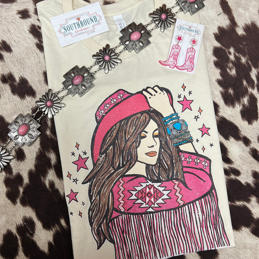 Pink Cowgirl Graphic Tee